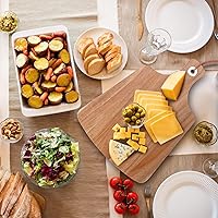 Vista 8 de Tabla de embutidos, tabla de cortar de madera de acacia, 18 x 14 pulgadas, bandeja de servir para pan y queso con asa, tablas decorativas