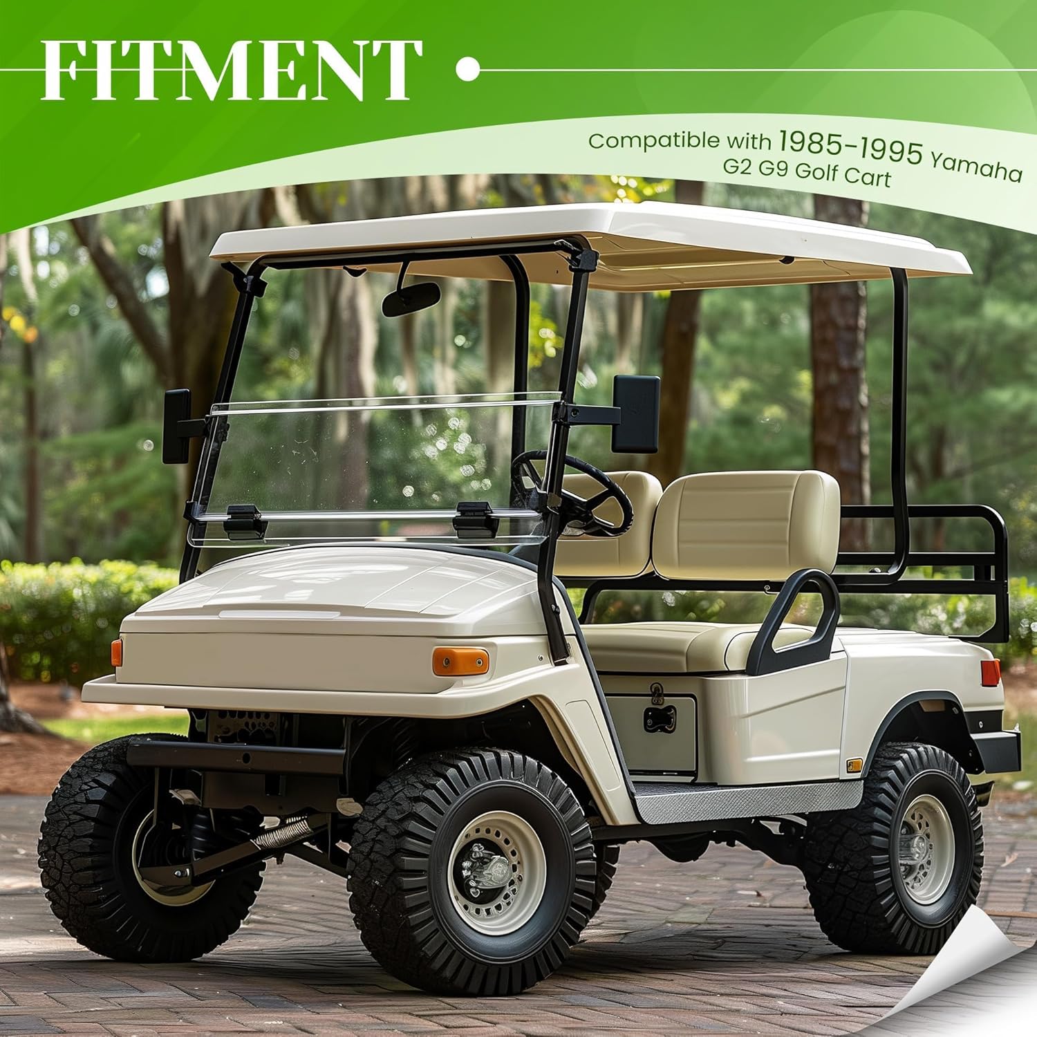 HECASA Clear Windshield Compatible with 1985-1995 Yamaha G2/G9 Models Golf Cart Fold Down Windscreen