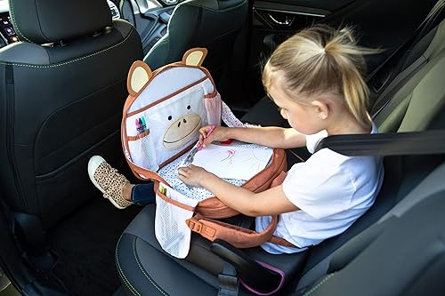 Miniatura 8 de Lulyboo Bandeja de actividades de viaje para automóvilavión para niños pequeños y mochila con superficie de escritura firme, portavasos integrado y