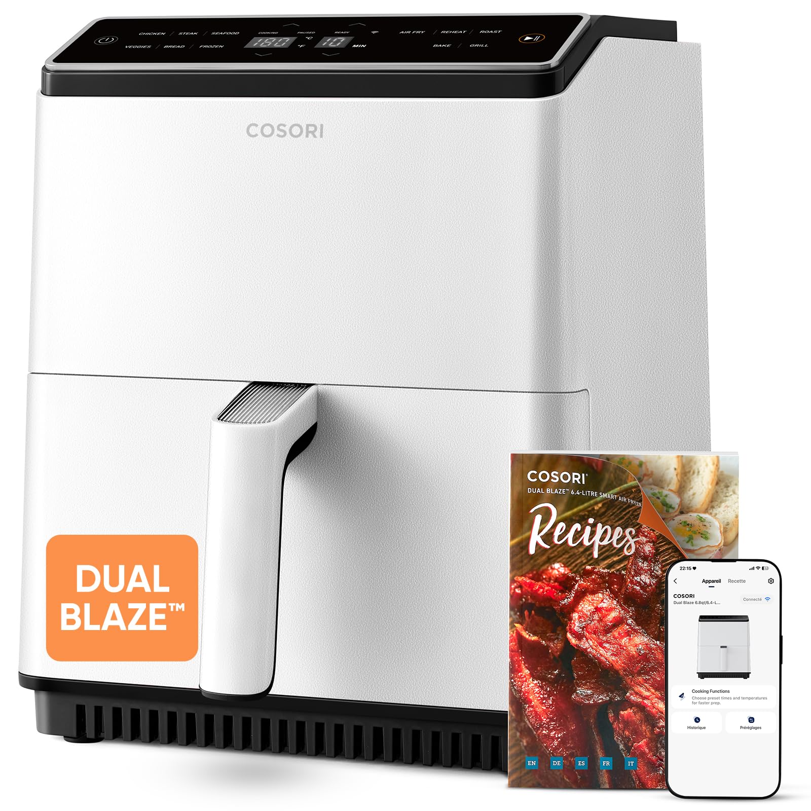 Cosori Air Fryer Dual Blaze 6.4L 11 Programmes Cuisson Homogène