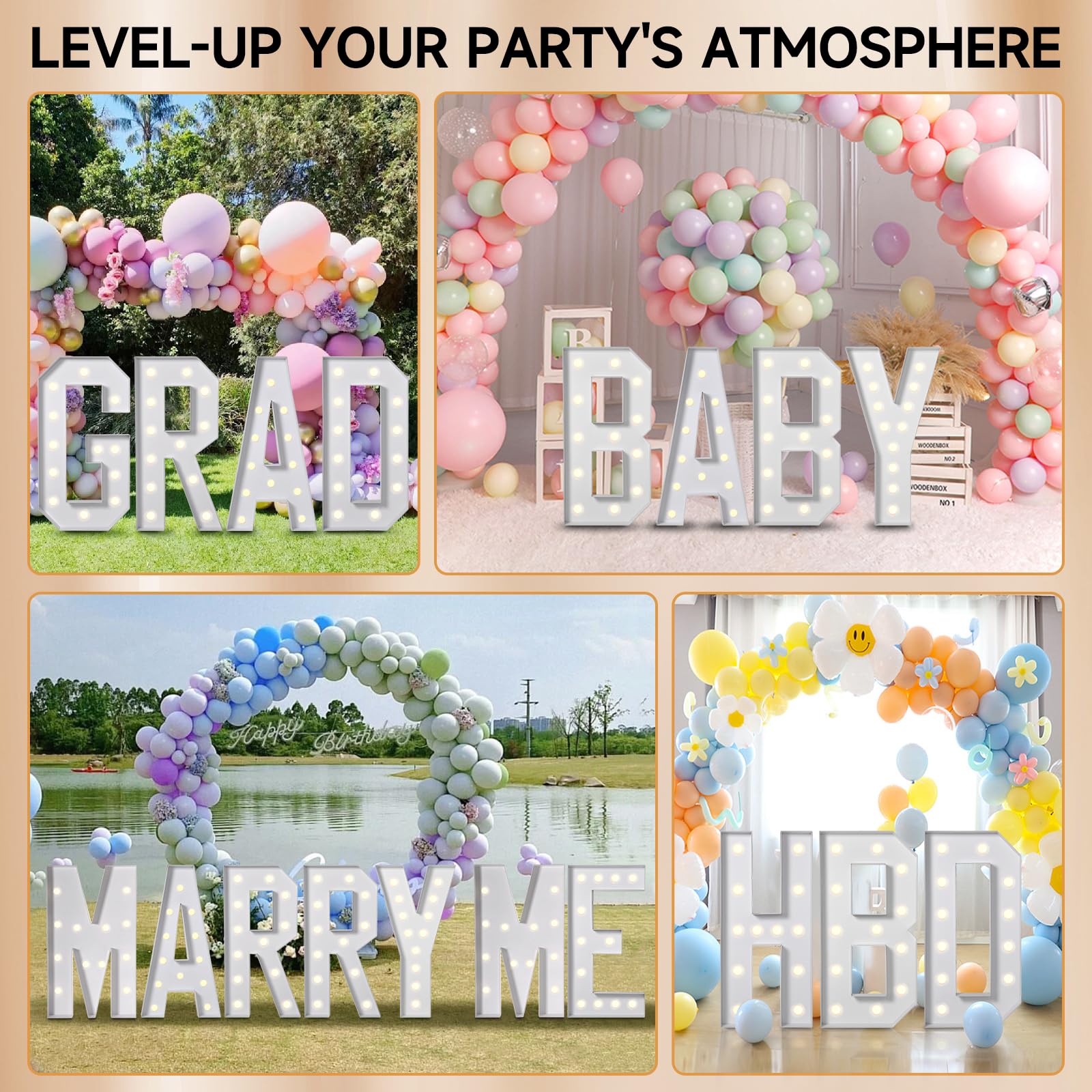 eufony Letras de marquesina de 4 pies, letra X grande para decoraciones de fiesta de cumpleaños, letras gigantes iluminadas para quinceañera, decoración de fiesta de aniversario, letra X de 4 pies con