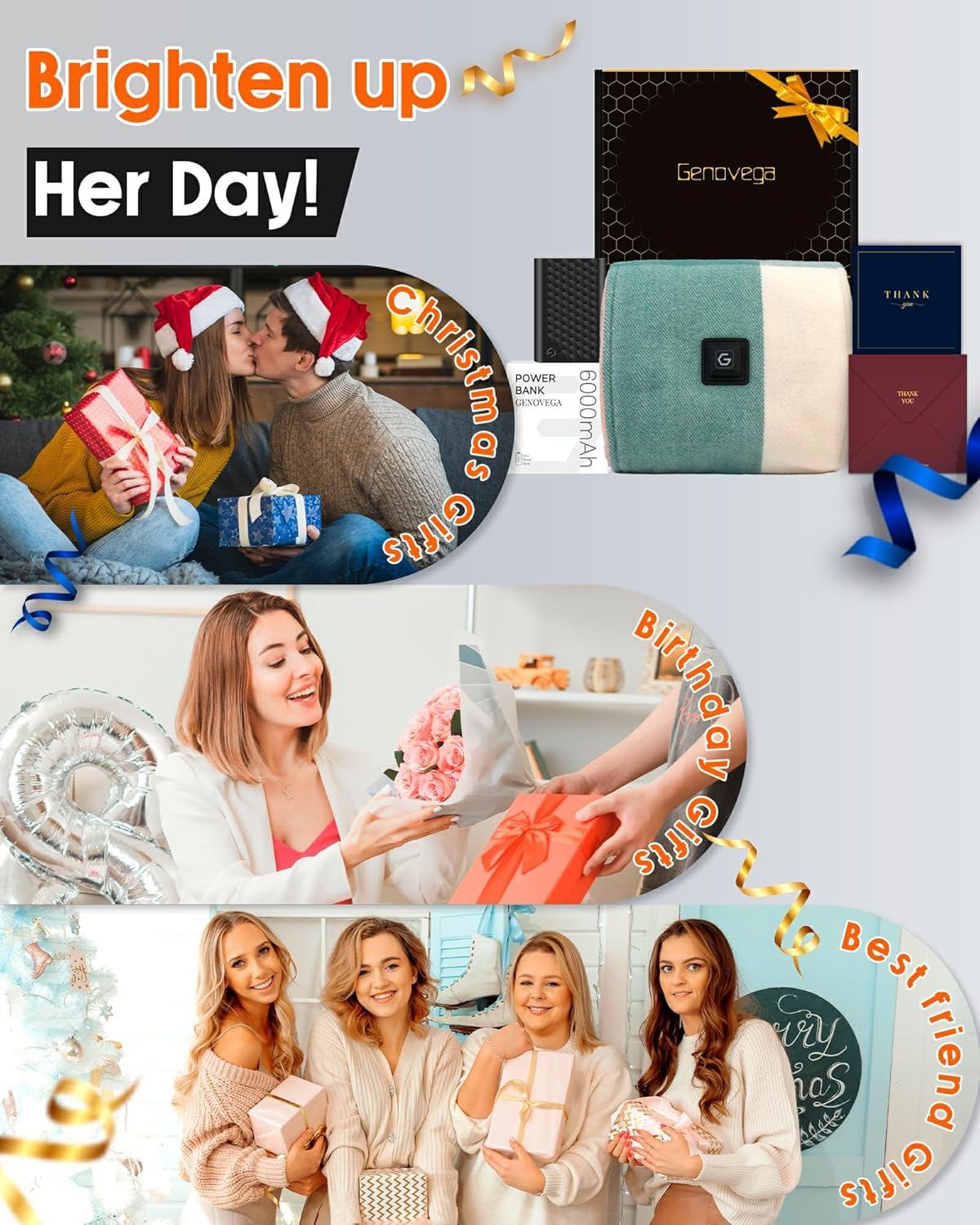 Genovega Heated Scarf Shawl for Women Men 6000mAh Rechargeable Portable Powered Electric Heating Neck Warmer Wraps Outdoor Travel Workout Essentials Accessories Winter Must Haves Pink Plaid - Image 8