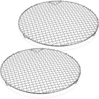 2 Pack 13 Inch Round Cooling Rack, 304 Stainless Steel BBQ Baking & Steaming Rack with Legs - Multi-purpose Straight Wire Grill Grate for Cooking, Baking, Cooling, Canning Racks