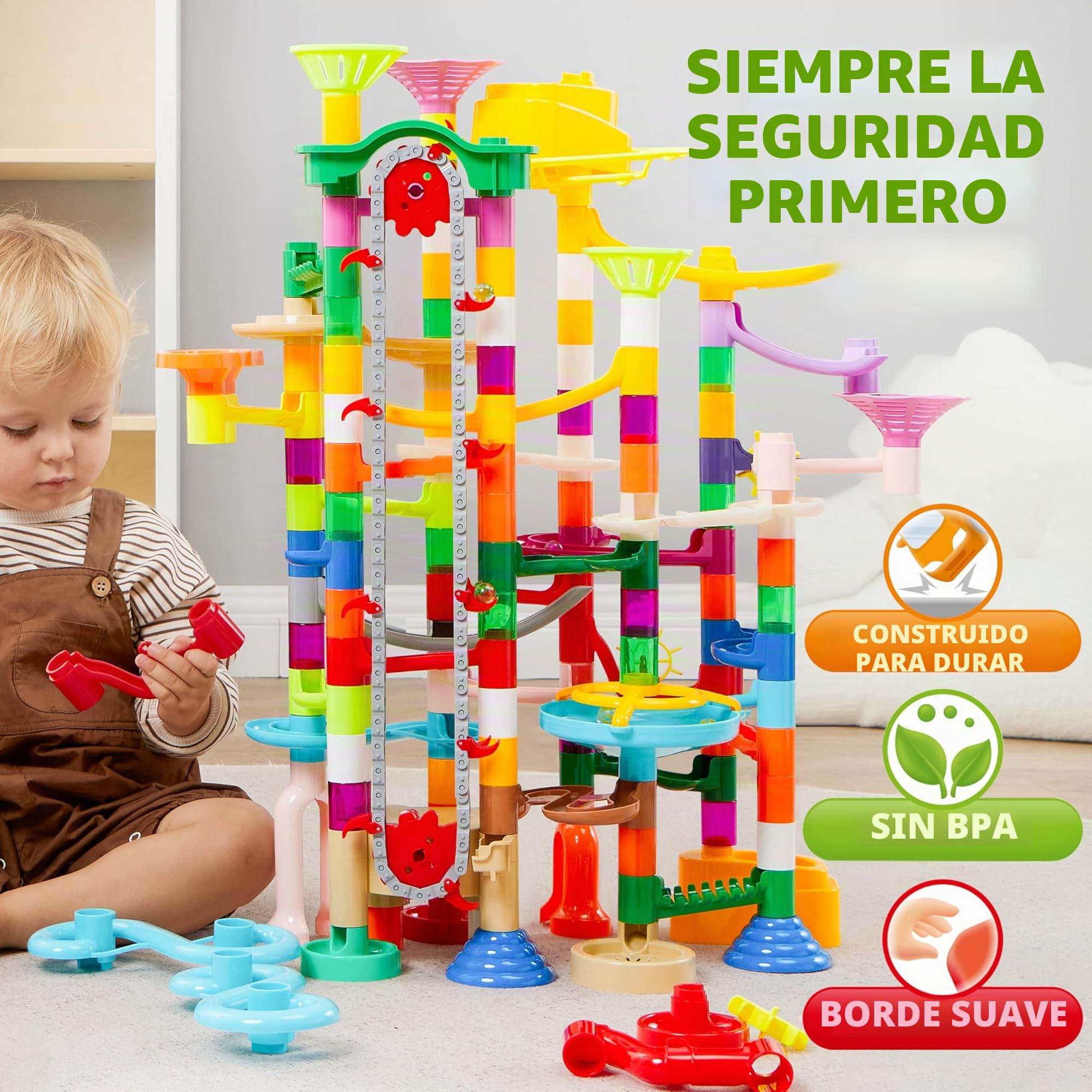 JOYIN 236 Pcs Circuito Canicas Mármol Brillante Maze Race Pista de Bolas Laberinto con Elevador motorizado de Canicas Juego Educativo Regalo Navidad Cumpleaños de Juguete para Niños