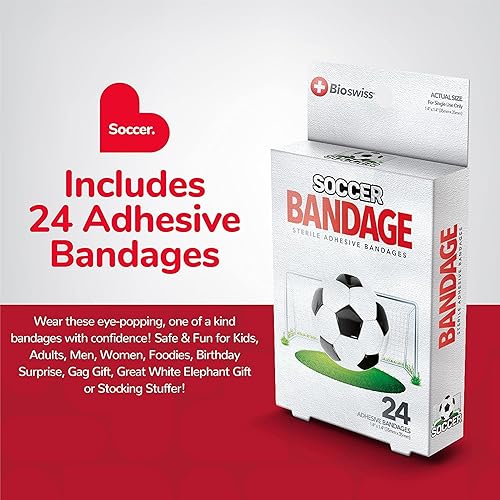 Miniatura 2 de BioSwiss Vendajes, vendaje autoadhesivo en forma de pelota de fútbol, cuidado de heridas estériles sin látex, suministros divertidos de primeros