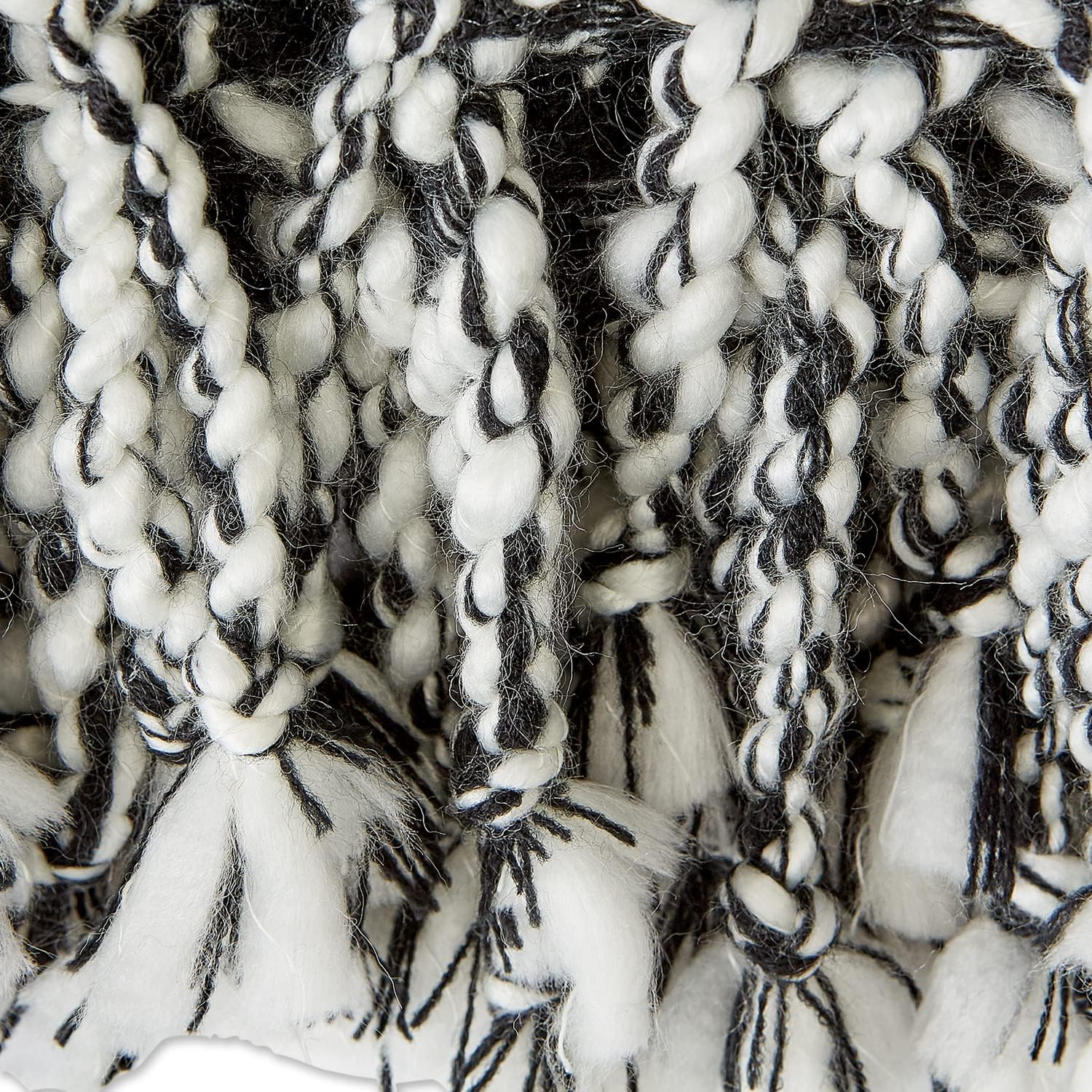 DII Textured Acryllic Woven Throw, Farmhouse Fringe Blanket, 50x60, Black/White image 4