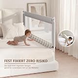 ZEHNHASE Barrière de Lit Bébé et Enfant Antichute 1 Côté (140cm, Gris) - 3