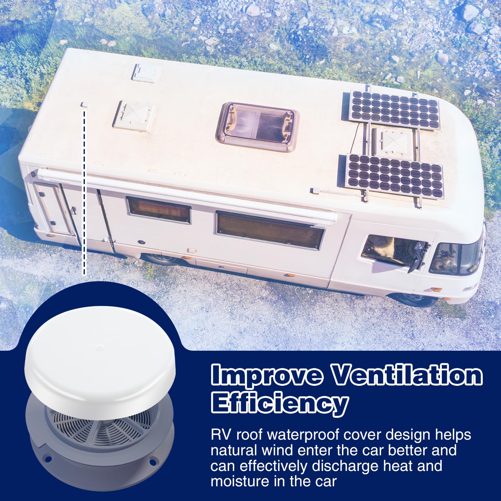 Tapa de ventilación de hongos para techo de caravana, cubierta de ventilación de hongos para caravana, protector de agua de ventilación de RV, compatible con la mayoría de remolques de camping
