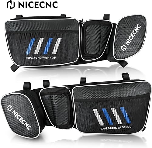 Miniatura 8 de NICECNC Bolsas para puerta X3, PVC 1680D Oxford, diseño de fibra de carbono, 2 almohadillas de esponja desmontables, bolsas UTV X3 para puerta