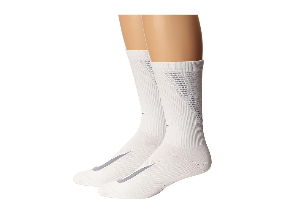 

Nike Elite Run Lightweight 2.0 Crew (White/Wolf Grey) Crew Cut Socks Shoes