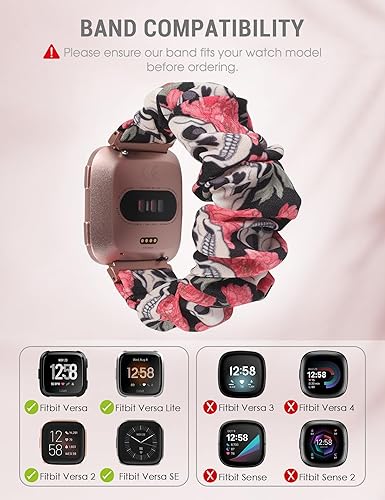 Miniatura 8 de TOYOUTHS - Bandas elásticas para Fitbit VersaVersa 2Versa Lite, edición especial para mujeres, niñas, elásticas, de tela, estampadas, de repuesto,