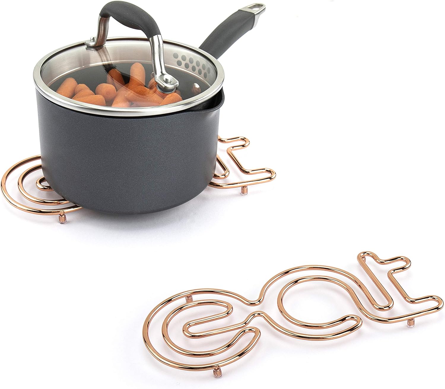 Spectrum Diversified Eat Trivet, Heat-Resistant Steel Dining Table Small Protector, Bold Metal Heat Pad for Modern Kitchen Table, Holds Hot Pots & Cast Iron Cookware Pan : Everything Else