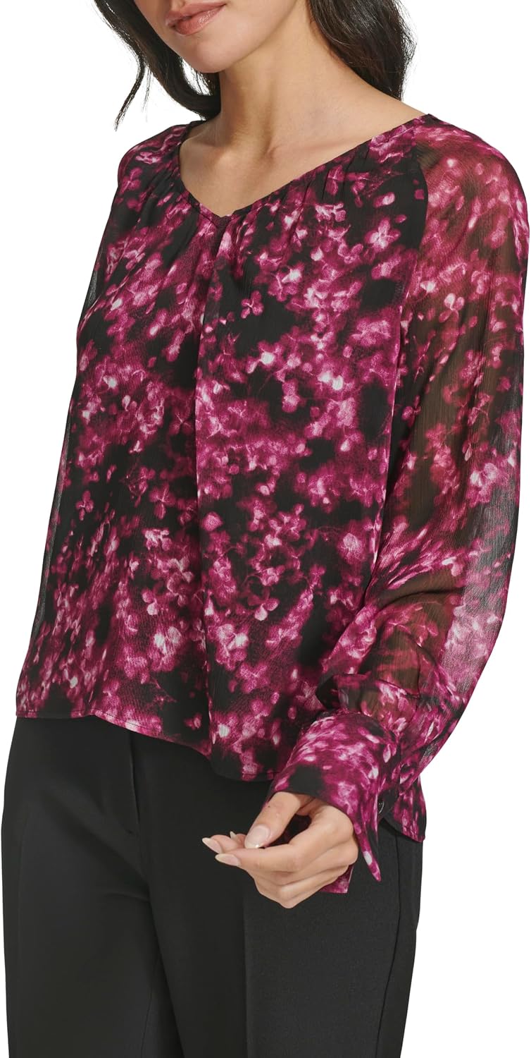 Calvin Klein Women's Long Sleeve Printed Blouse