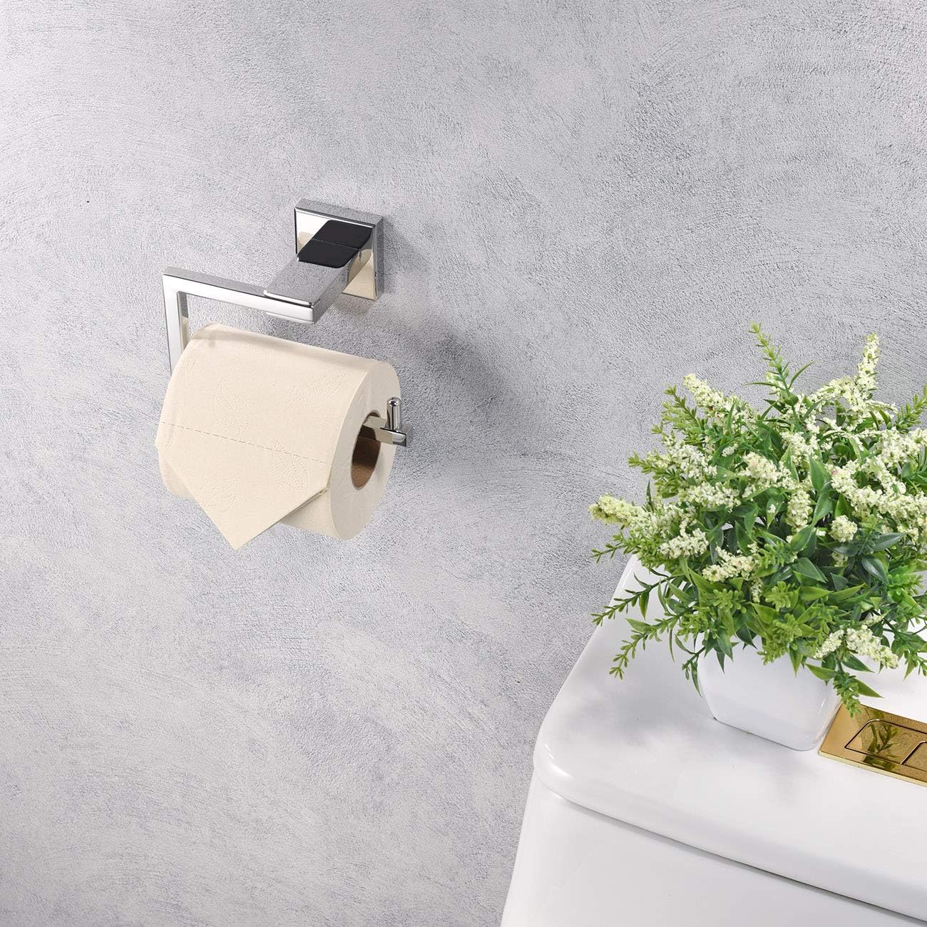 Exclusive Special Miyili 4-Pieces Bathroom Hardware Set Wall Mounted Polished Stainless Steel - Includes Double Towel Bar, Towel Ring, Toilet Paper Holder, Robe Hook, BS04C4