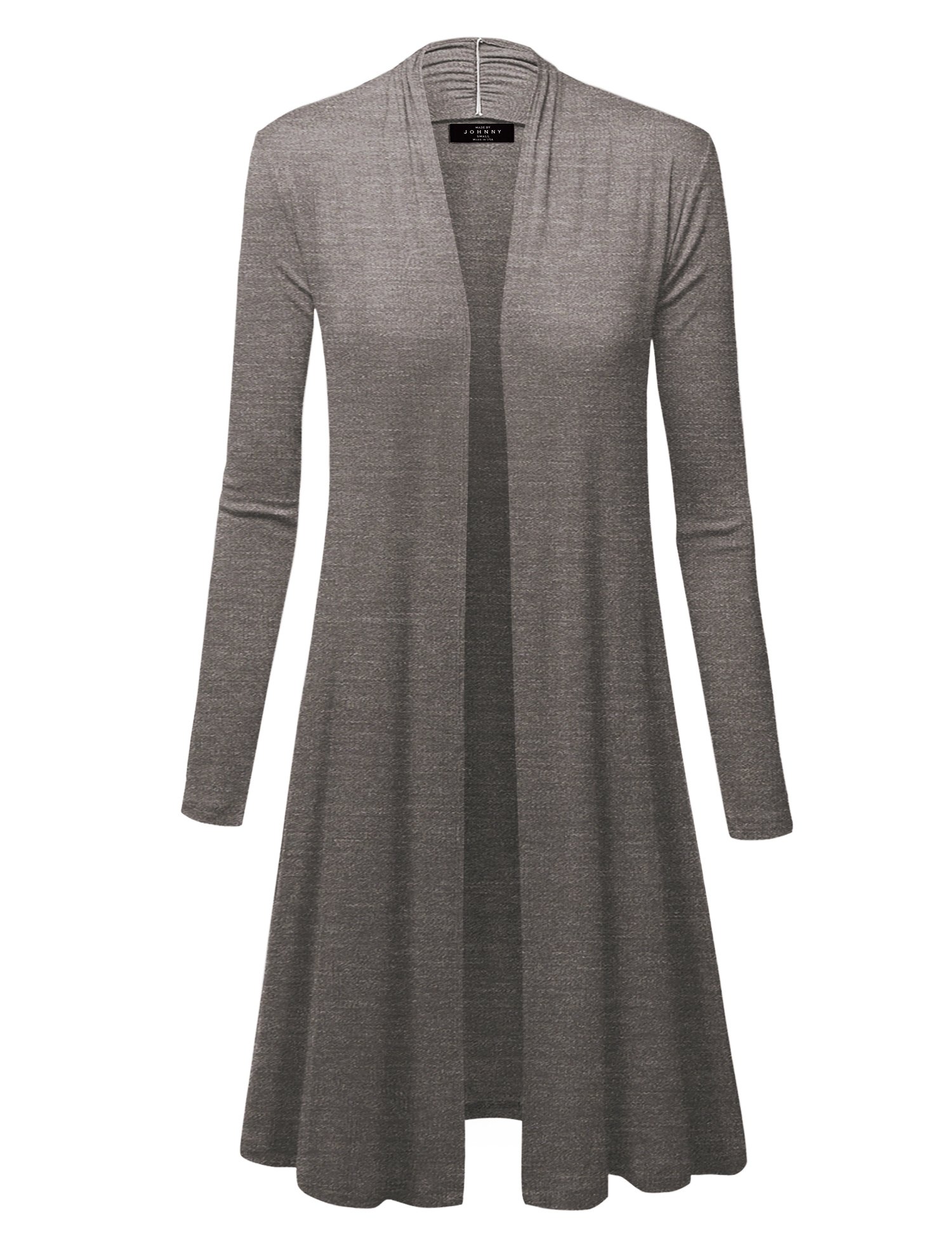 Made By Johnny Women's Solid Long Sleeve Open Front Drape Long Cardigan Duster - Comfortable & Stylish Outerwear