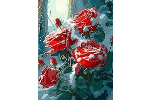 ZRIZQ Paint by Number Winter Rose, DIY Oil Painting for Adults and Beginners