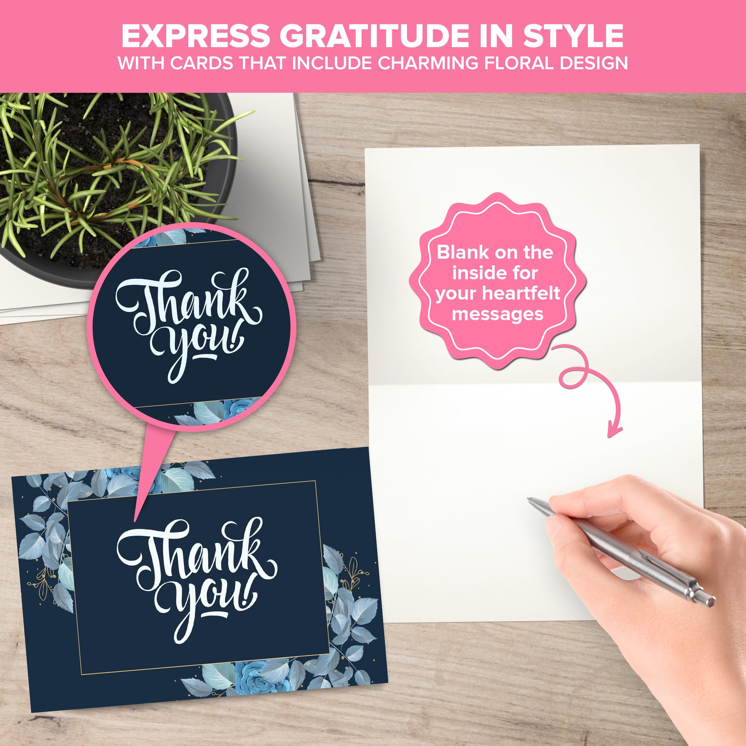 Snapklik.com : Decorably 24 Pack 6x4in Floral Assorted Thank You Cards