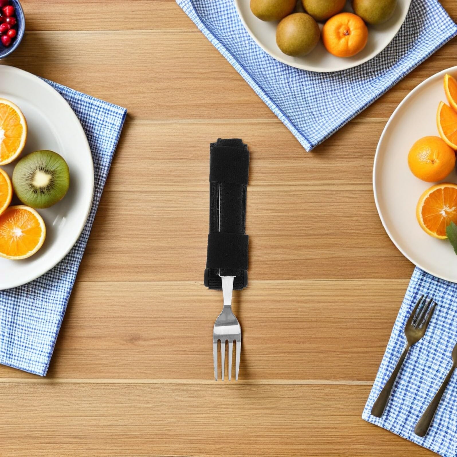 FOMIYES 2piezas Vajilla de Ayuda Rehabilitación Soporte para Tenedores Correa Ajustable Utensilio de Comer Adaptable para Personas Mayores Ayuda para Comer Temblor de Manos