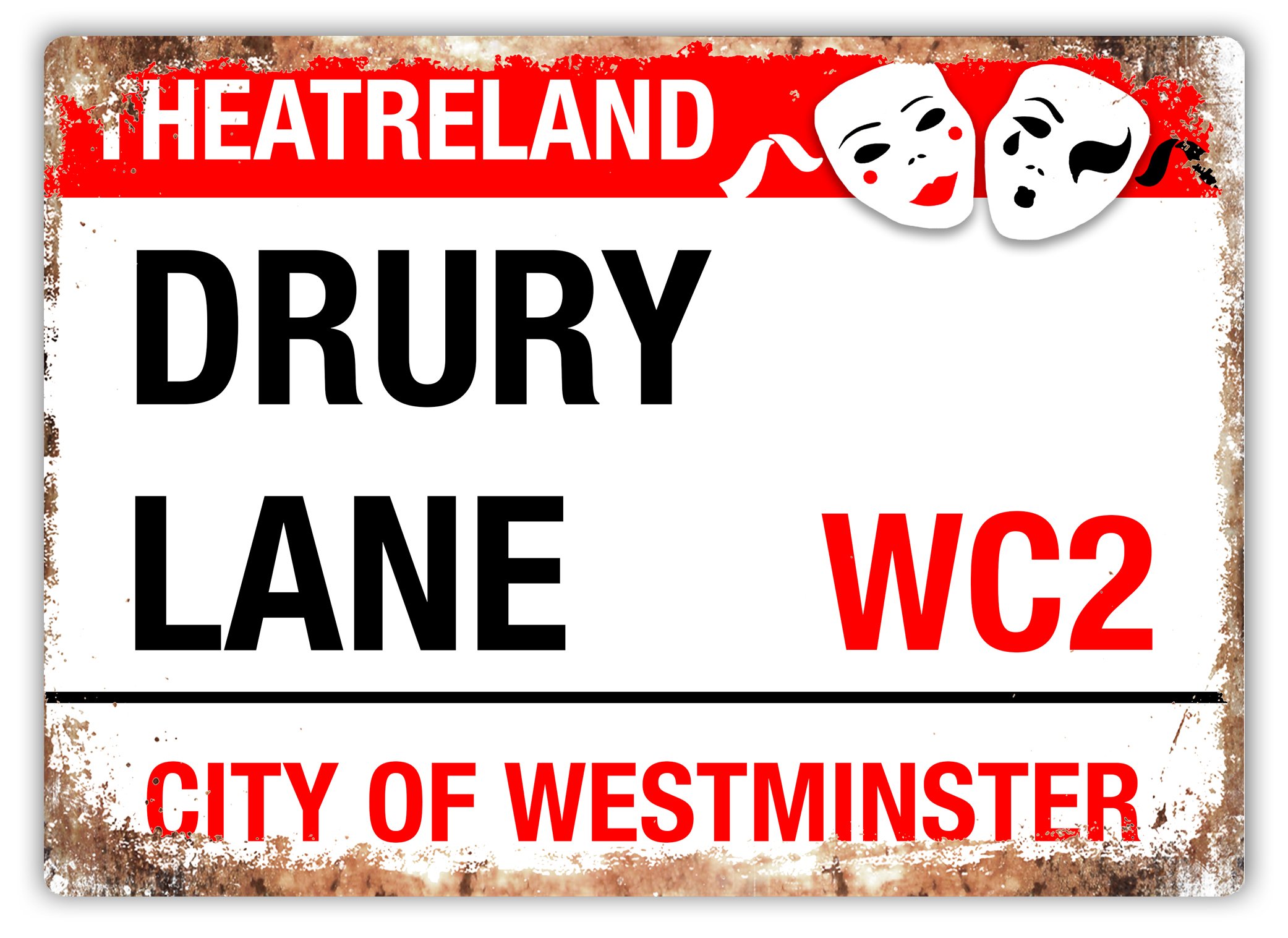 wtf | Drury Lane - Theatre Land | Sticky Pads - Metal Wall Sign Plaque Art Inspirational