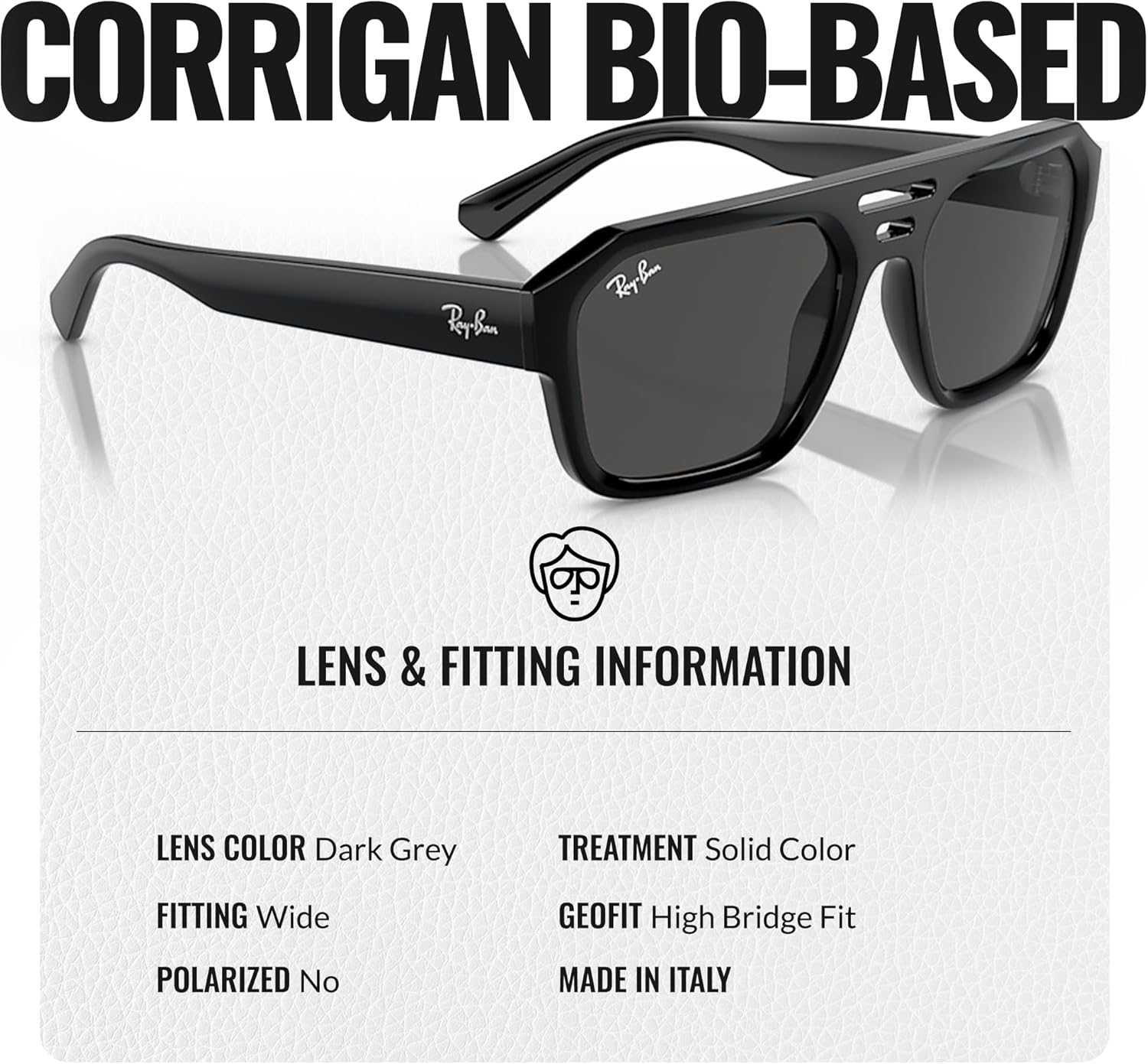 Ray-Ban RB4397 CORRIGAN BIO-BASED Square-Round Shaped Sunglasses for Men & Women with Official RAYBAN Eyewear Kit