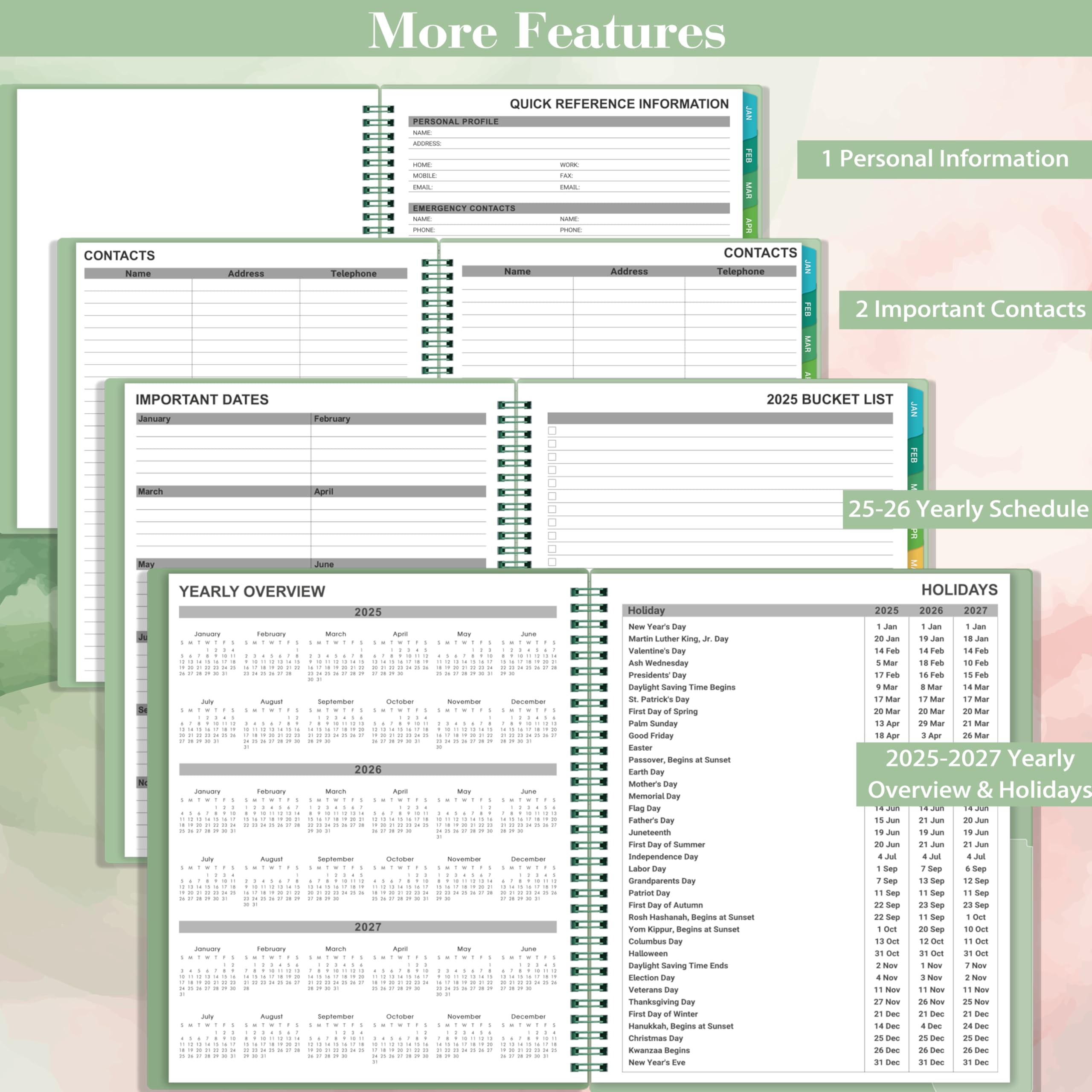 Monthly Planner 2025-2026 - Monthly Planner/Calendar from JUL. 2025 - JUN. 2026, with Inner Pocket, Colorful Tabs, Twin-Wire Binding - Image 4