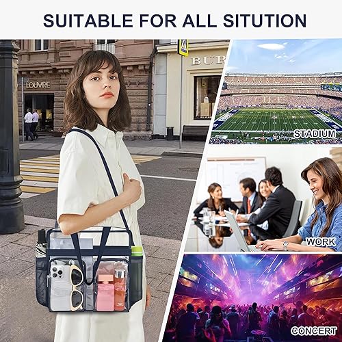 Vista 110 de Oraben Bolsa transparente transparente aprobada para estadios de 12 x 6 x 12 pulgadas, bolsa de estadio para trabajo, juegos deportivos, gimnasio