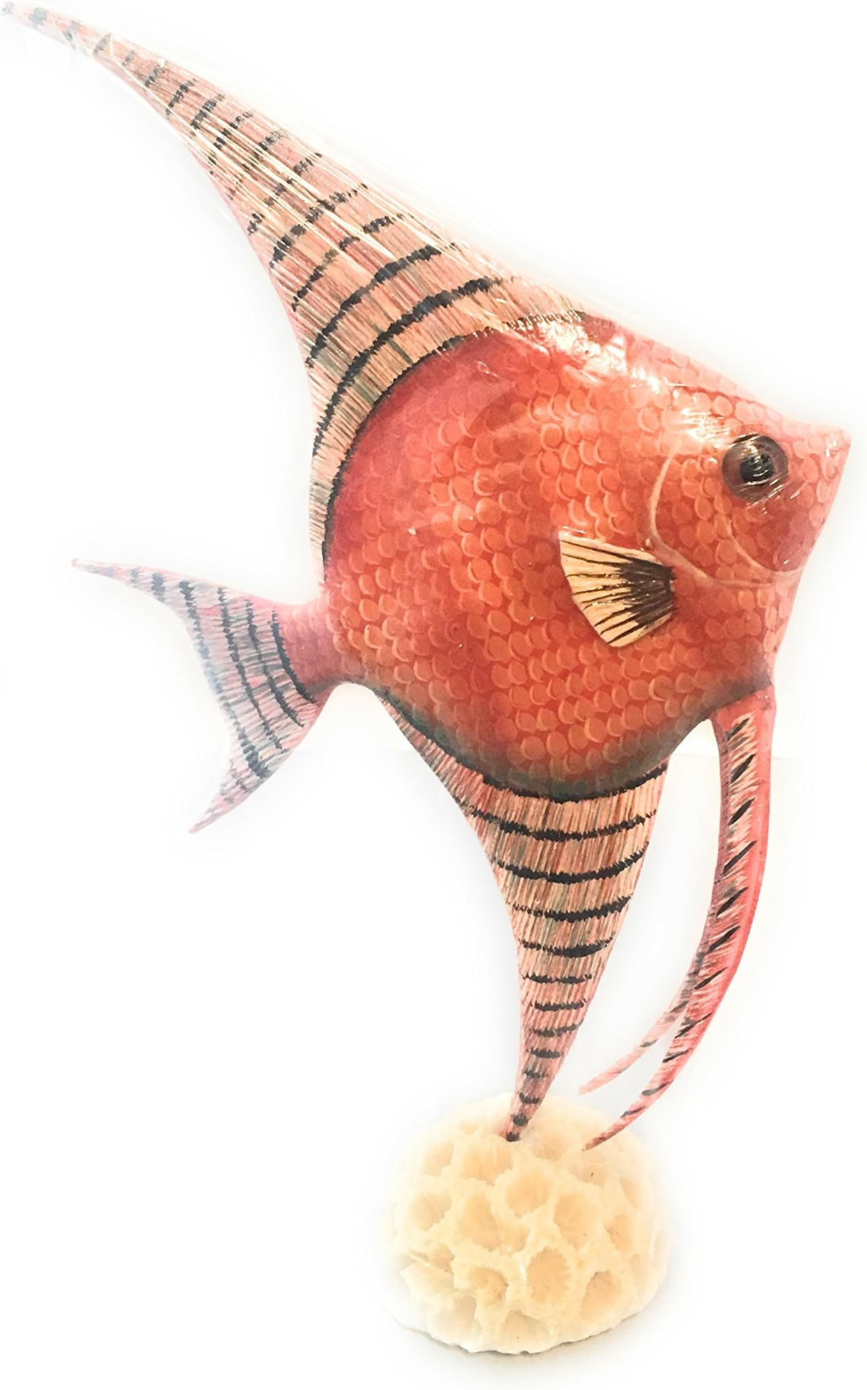 Resin Tropical Angel Fish on Coral Sculpture 9’ High 5.75’ Long