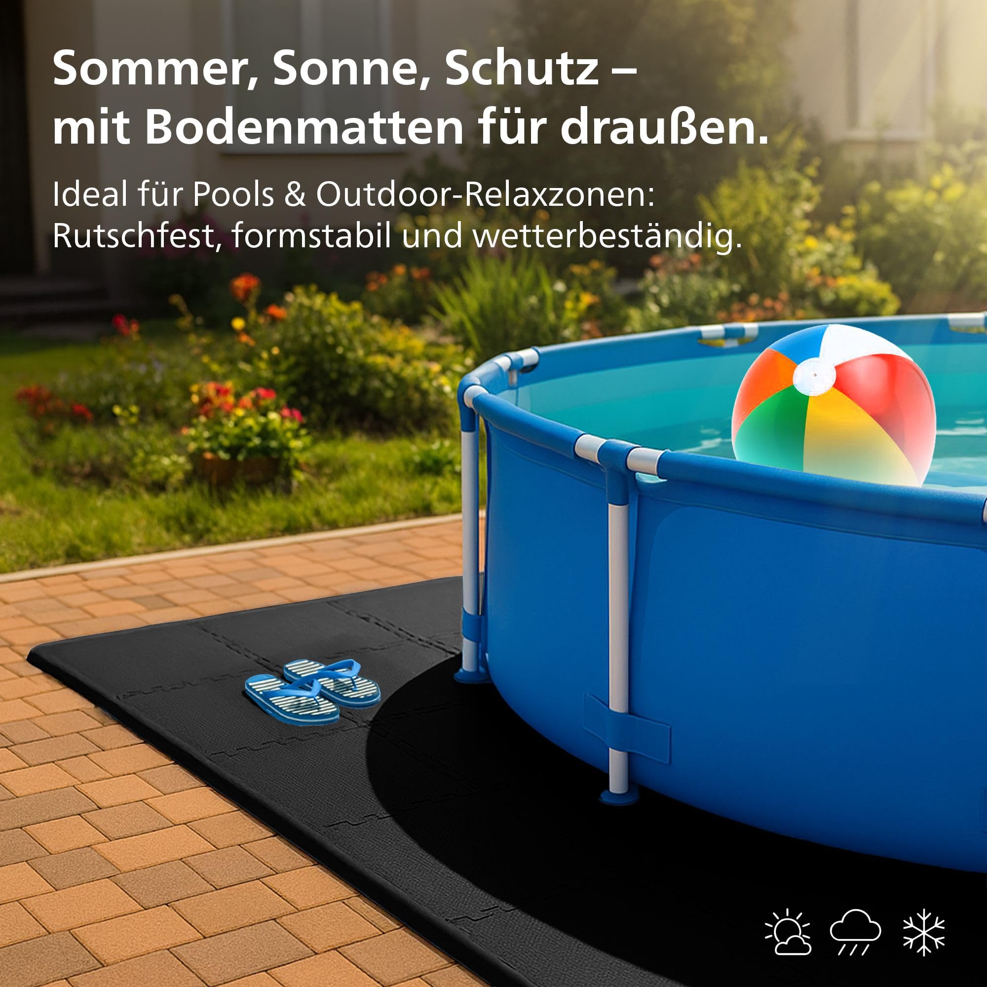 CLP Bodenschutzmatte Fitness 60x60 cm groß extra dick 6er Set Puzzlematte, rutschfeste Schutzmatten für Pool, Fitnessraum und Boden