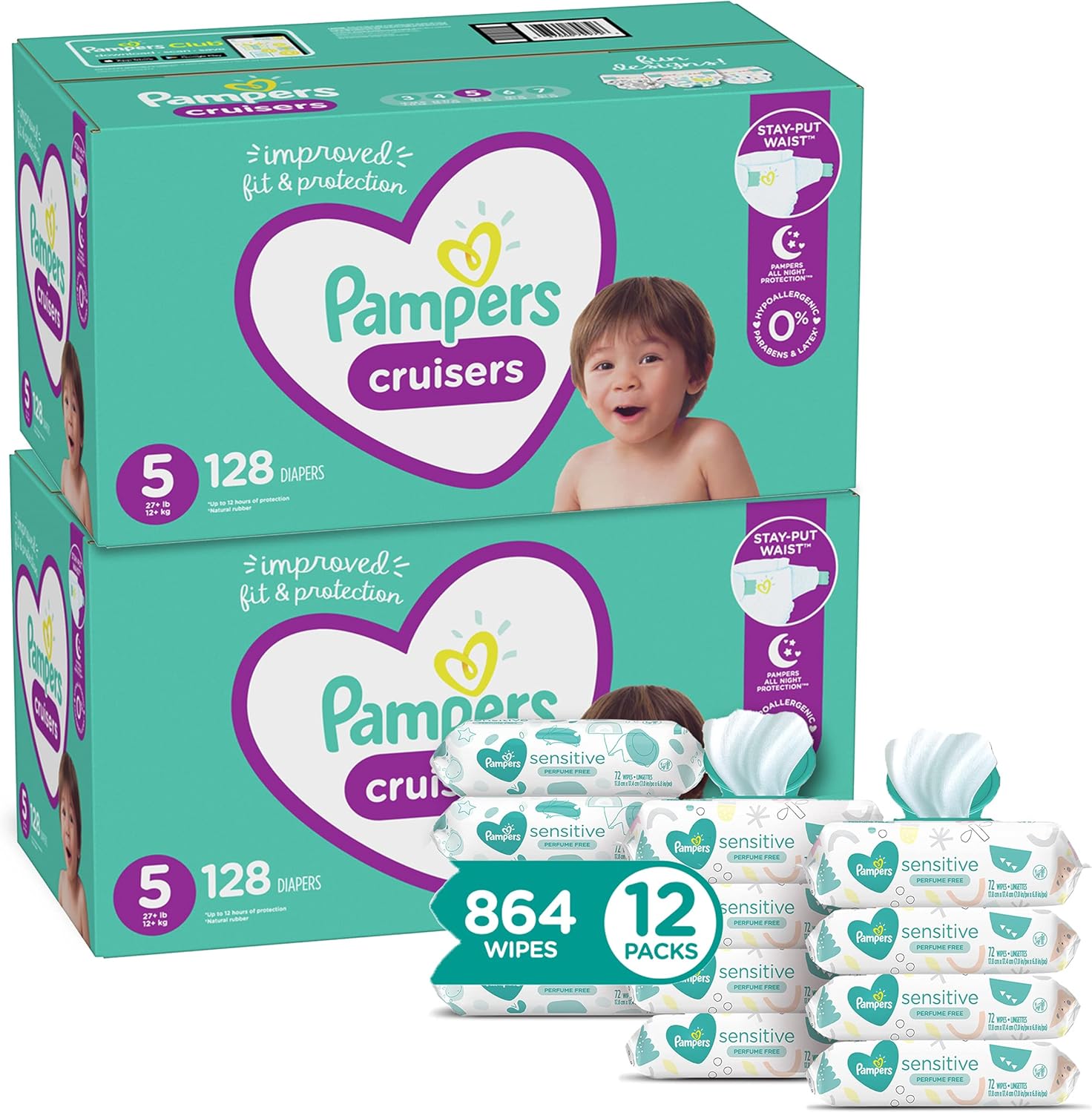 Pampers Cruisers Disposable Baby Diapers Size 5, 2 Month