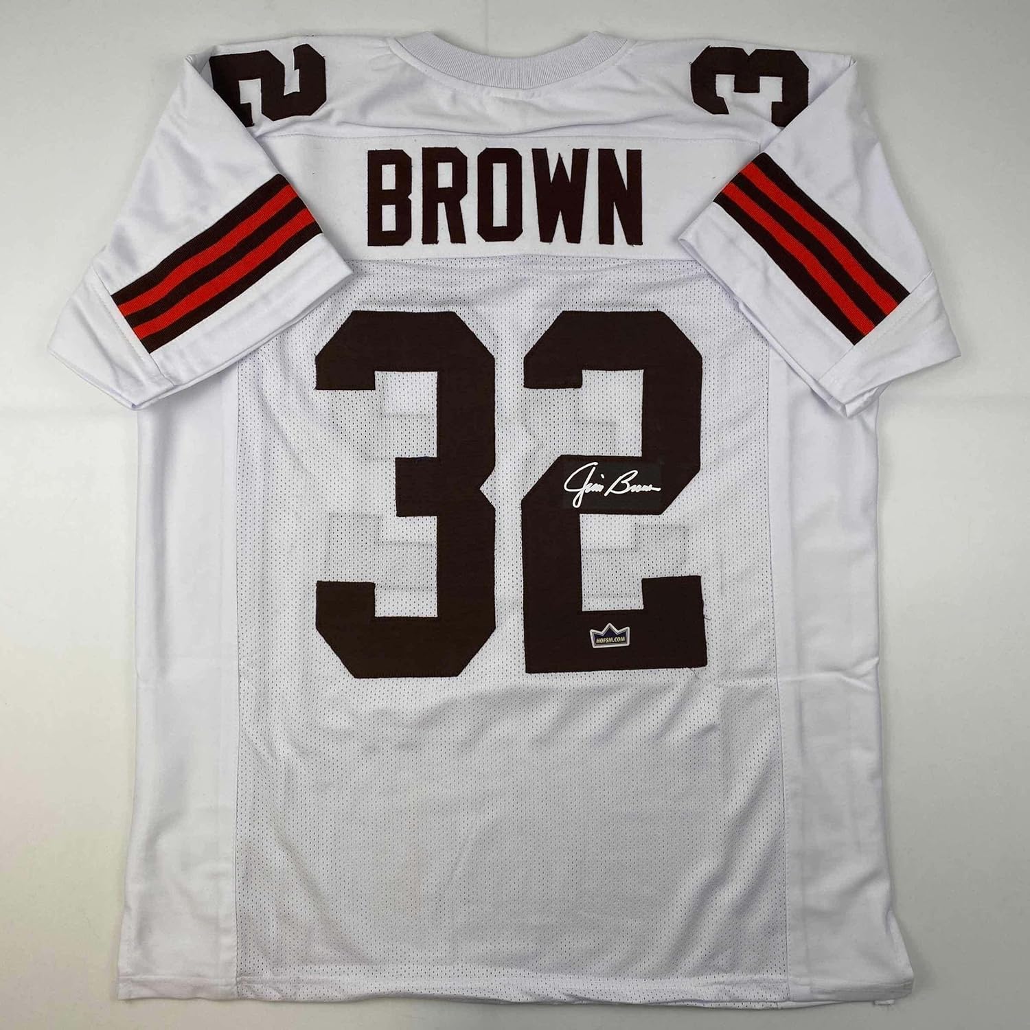Facsimile Autographed Jim Brown Cleveland White Reprint Laser Auto Football Jersey Size Men's XL