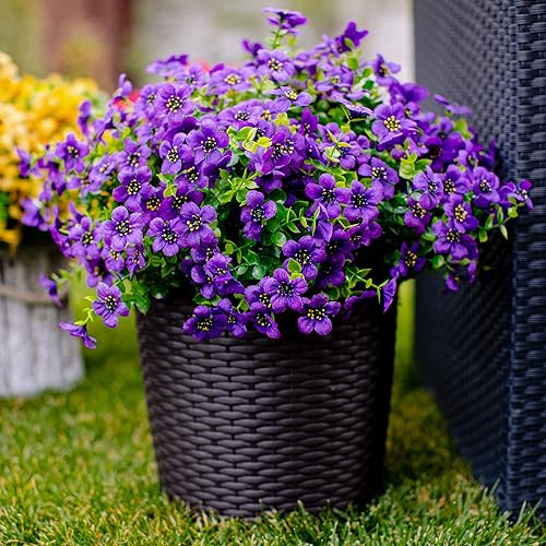 Miniatura 2 de AXYLEX Flores artificiales para exteriores, plantas falsas, 16 paquetes de boj de vegetación sintética para exteriores, no se decolora, resistente a