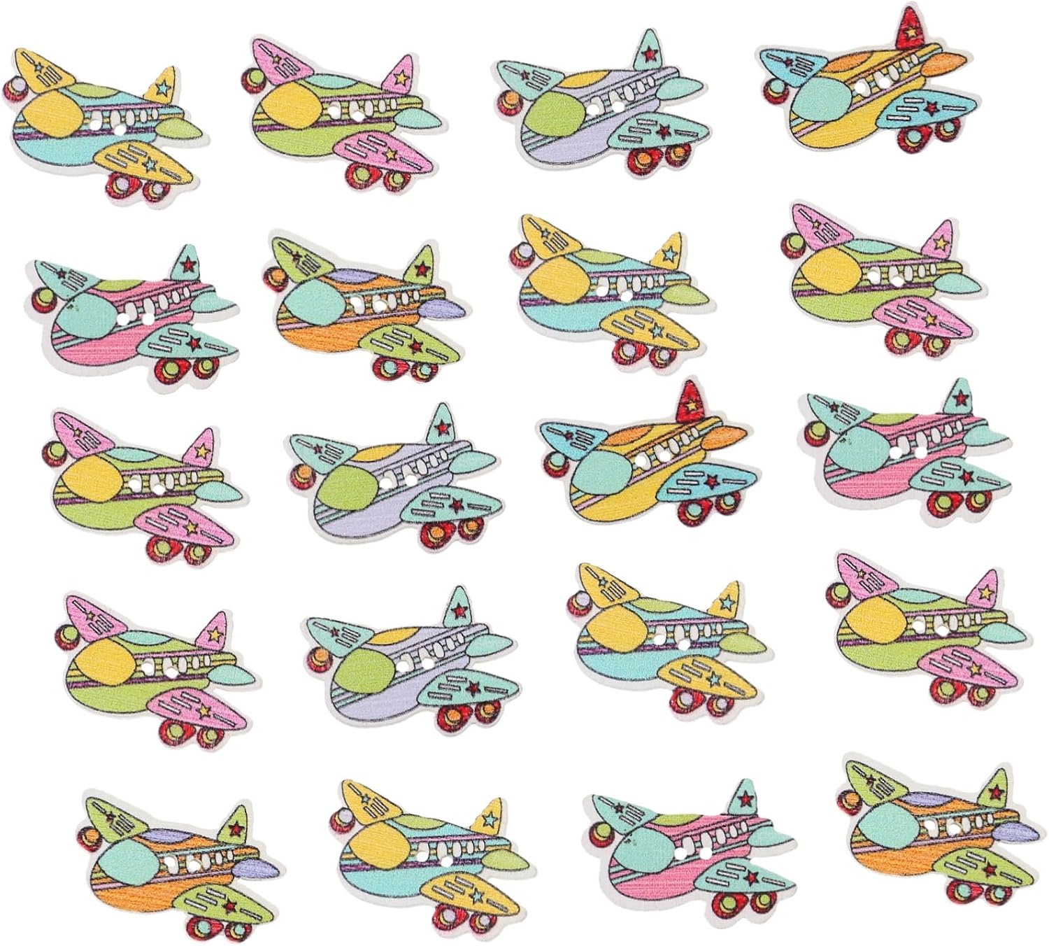 DOITOOL 100pcs Airplane Shape Buttons Wooden Buttons for Crafts Embellishments for Sewing Projects