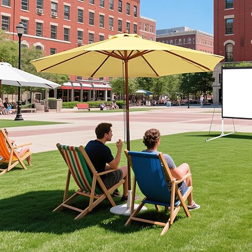 Miniatura 3 de Yescom Paraguas de madera para patio al aire libre, mercado, jardín, patio, playa, terraza, cafetería, sombrilla