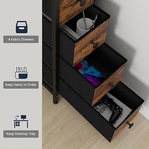 Miniatura 6 de Escritorio esquinero con cajones y estantes para espacio pequeño, escritorio triangular de computadora de 90 grados con tomas de corriente,