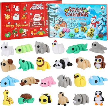 Advent Calendar 2025 Mini 3D Printed Animals Set, 24 Days Christmas Countdown Calendar, 3D Printed Animal Articulated Flexible Fidget Toy, Cute Tiny Animals for Boys Girls Christmas Party Favors Gifts