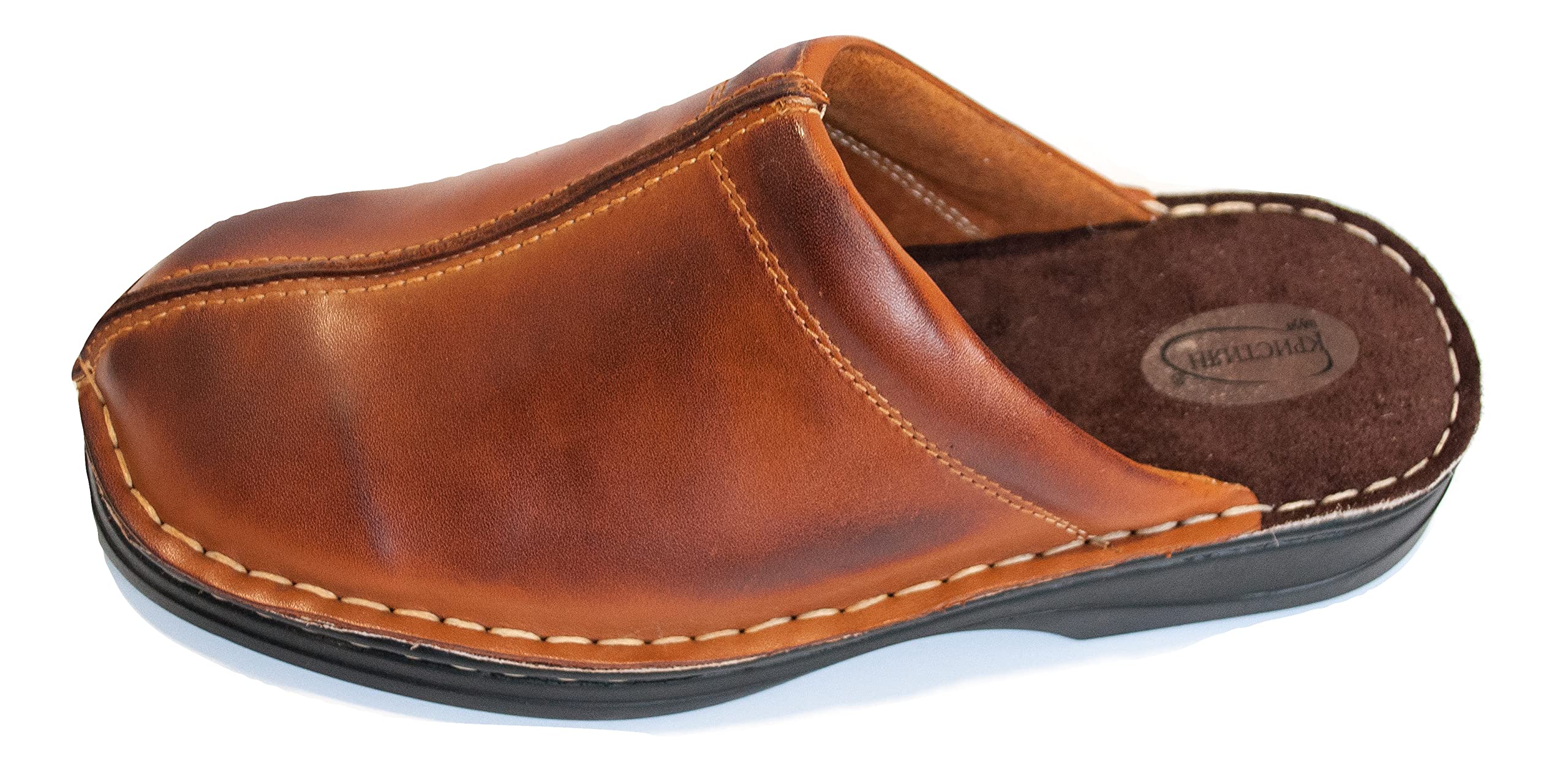 30 Chausson Homme - Pantoufles en Cuir Fait à la Main dans l'UE - Sabot Homme Élégant et Confortable pour Intérieur et Extérieur, Idéal pour Toutes Saisons