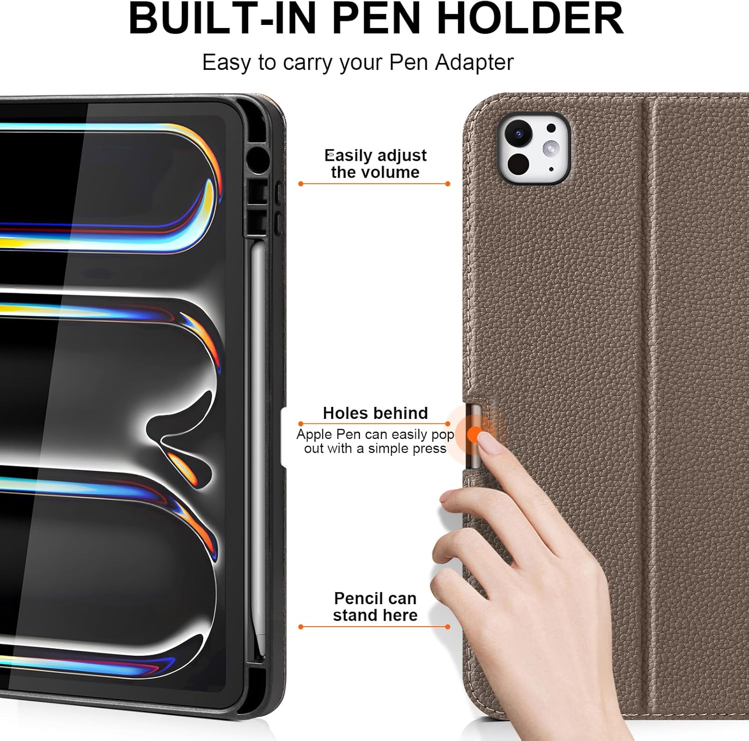 iPad Pro 11 Inch Case for 4th/3rd/2nd/1st Gen (2022-2018) | Folio Cover with Multi-Angle Stand, Apple Pencil Holder & Auto Sleep/Wake, Gray Brown
