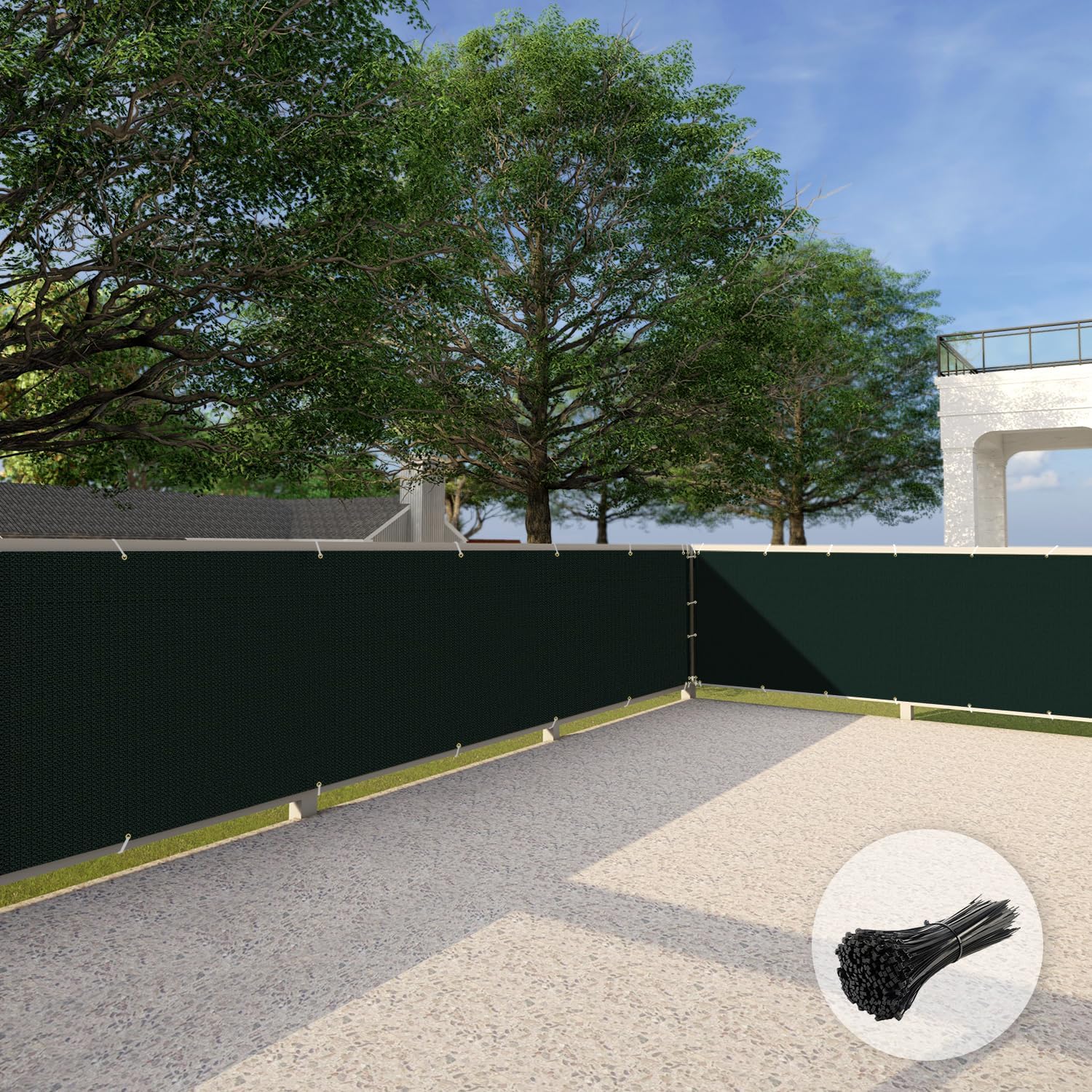 Patio 3' x 25' Balcony Privacy Screen Apartment Railing Covers Fence Panels for Outdoor, Temporary Fencing for Porch Deck Backyard Net Mesh with Zip Ties, Green