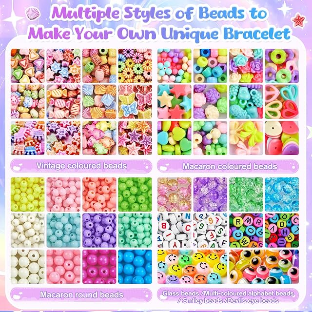 Foto 2 de 8 de Kits de fabricación de pulseras de cuentas Bridokit para niñas, 4 tipos de cuentas para collar, joyería