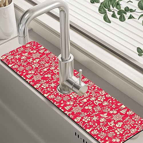 Miniatura 26 de Tapete protector contra salpicaduras para fregadero de cocina floral naranja retro de los años 70, tapete absorbente de secado rápido, tapete de