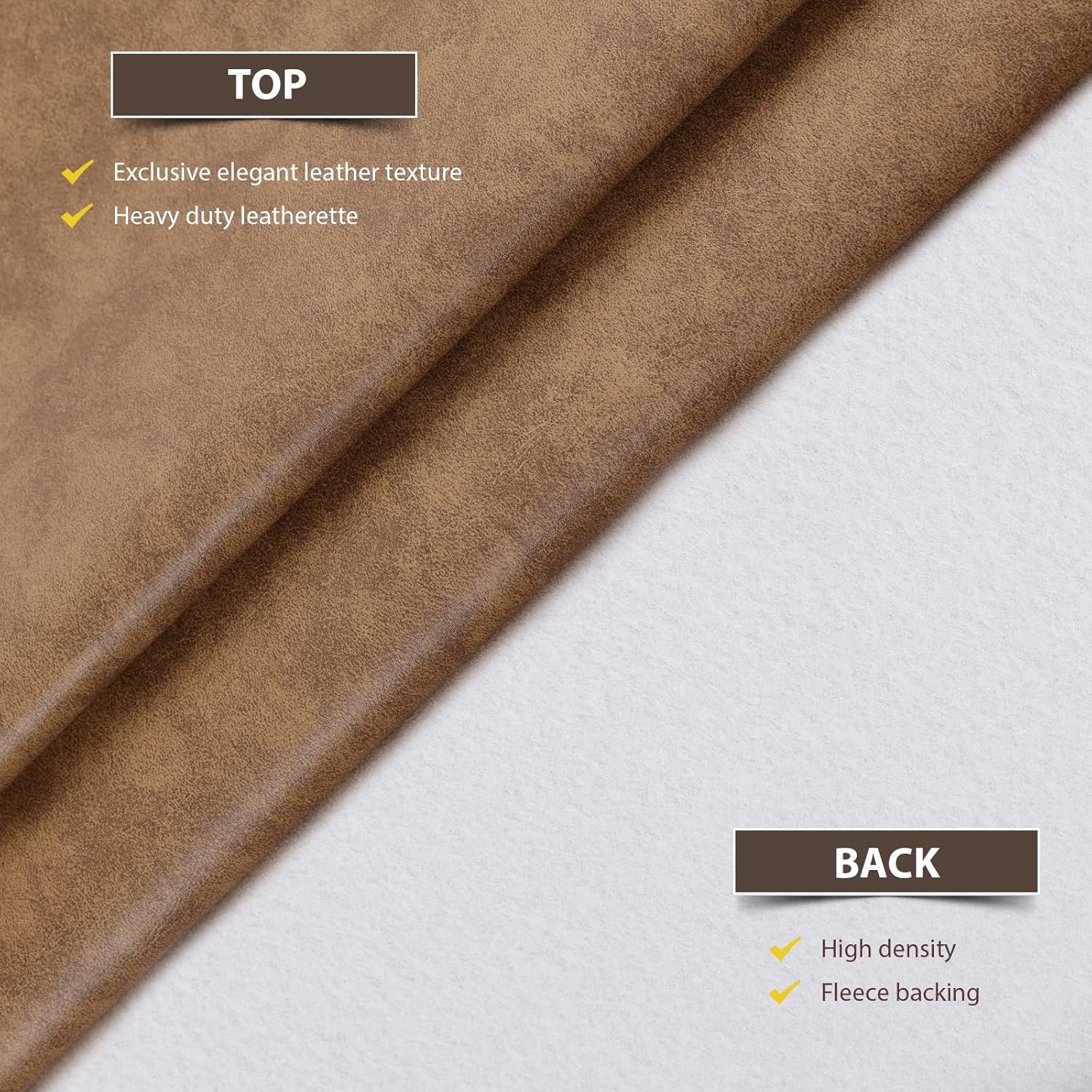 Faux Leather Vinyl Upholstery Fabric by The Yard, 1.3mm Thick Soft Anti-Scratch Durable Marine Vinyl Fabric Synthetic Leather for Sofa Bags Chairs Car Seats DIY Crafts, 3 Yards Cut 55" x 108" (Wheat)