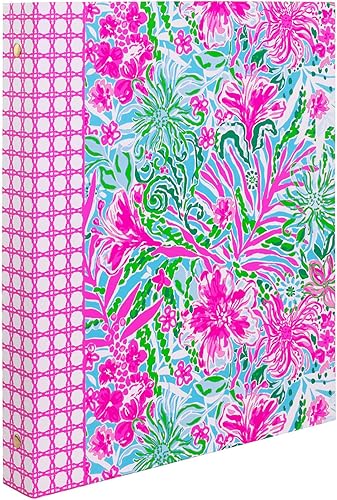 Lilly Pulitzer Bonita carpeta de 3 anillas con bolsillos y separadores de 3 pestañas, carpeta estética fina (anillos de metal de 0.75 pulgadas)