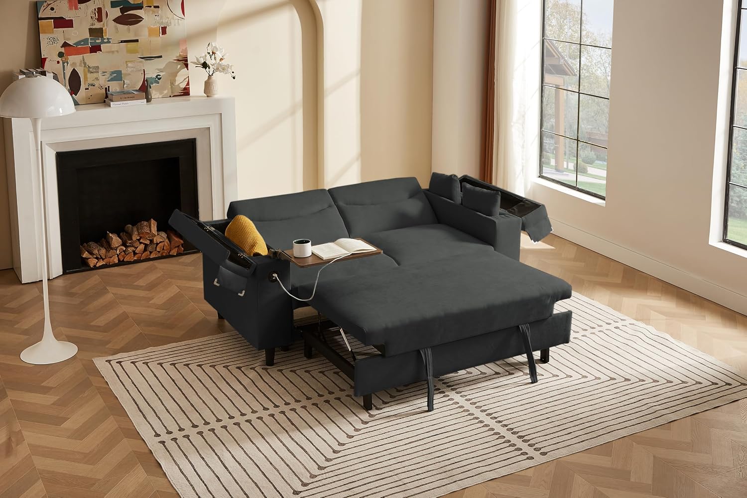 Amazon.com: ERYE 66-Inch Loveseat with Pull Out Sleeper Couch Bed ...