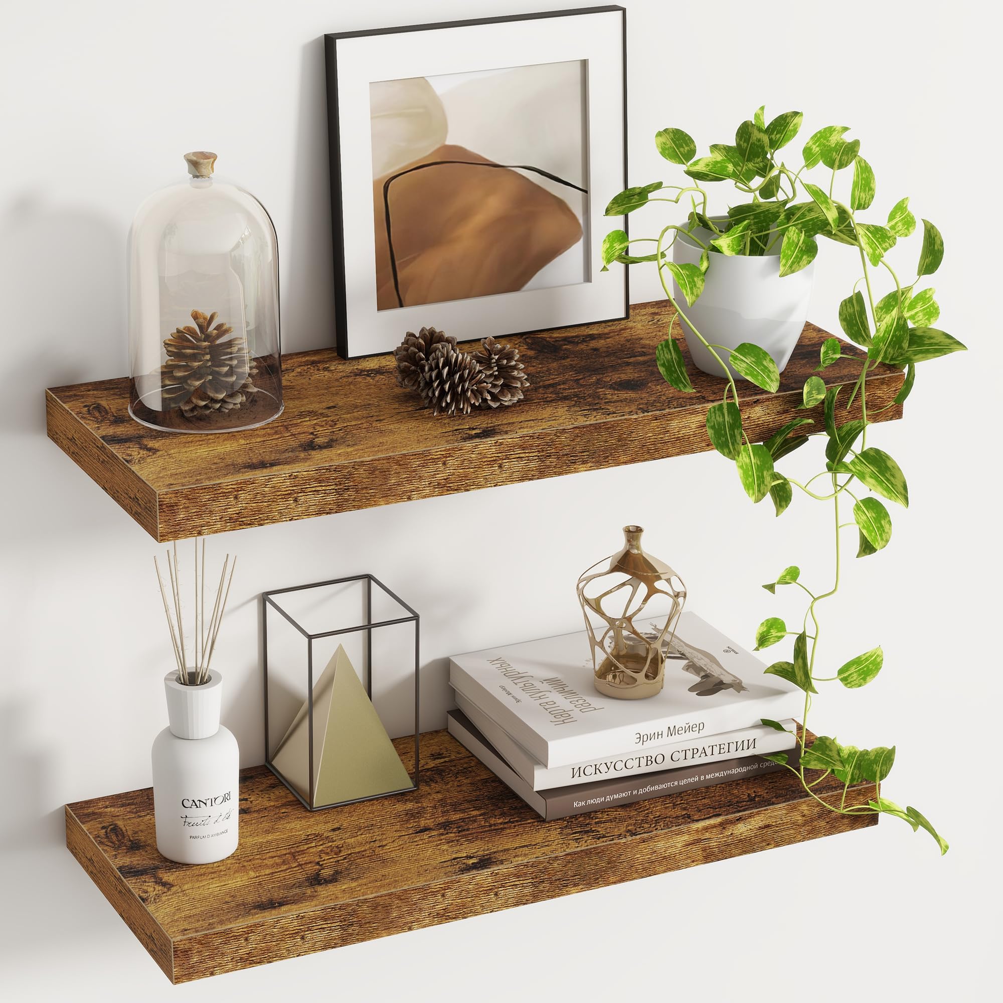 Amazon.com: Fun Memories Floating Shelves - 2 Pack 9.3 Inch Deep