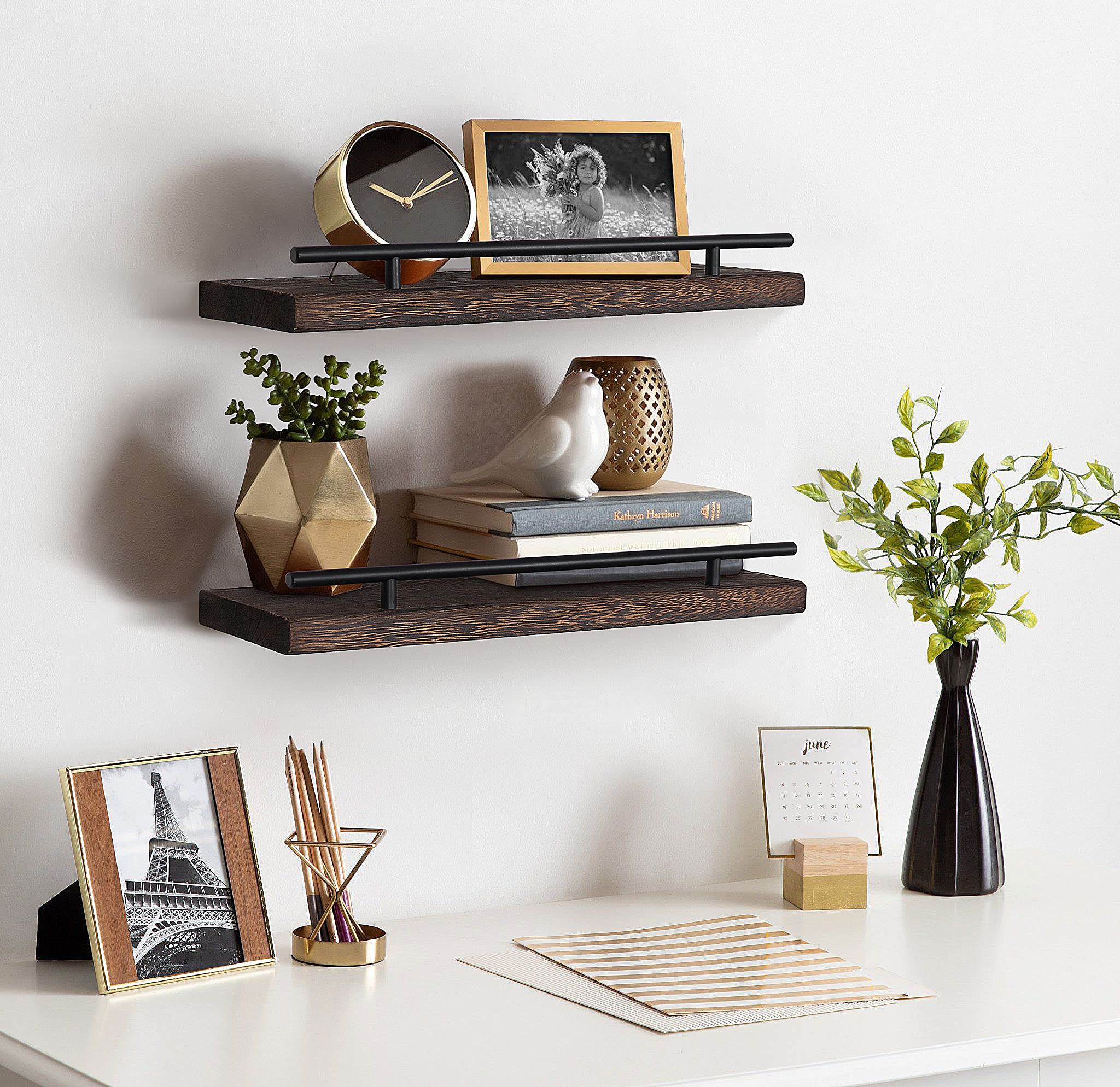 Snapklik.com : Floating Shelves For Wall, Set Of 2 Rustic Wood Wall ...