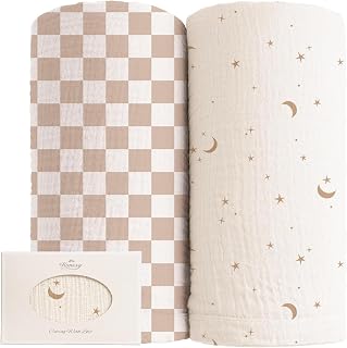 Konssy Muslin Swaddle Blankets, 100% Cotton Receiving Blankets, 47"x 47"