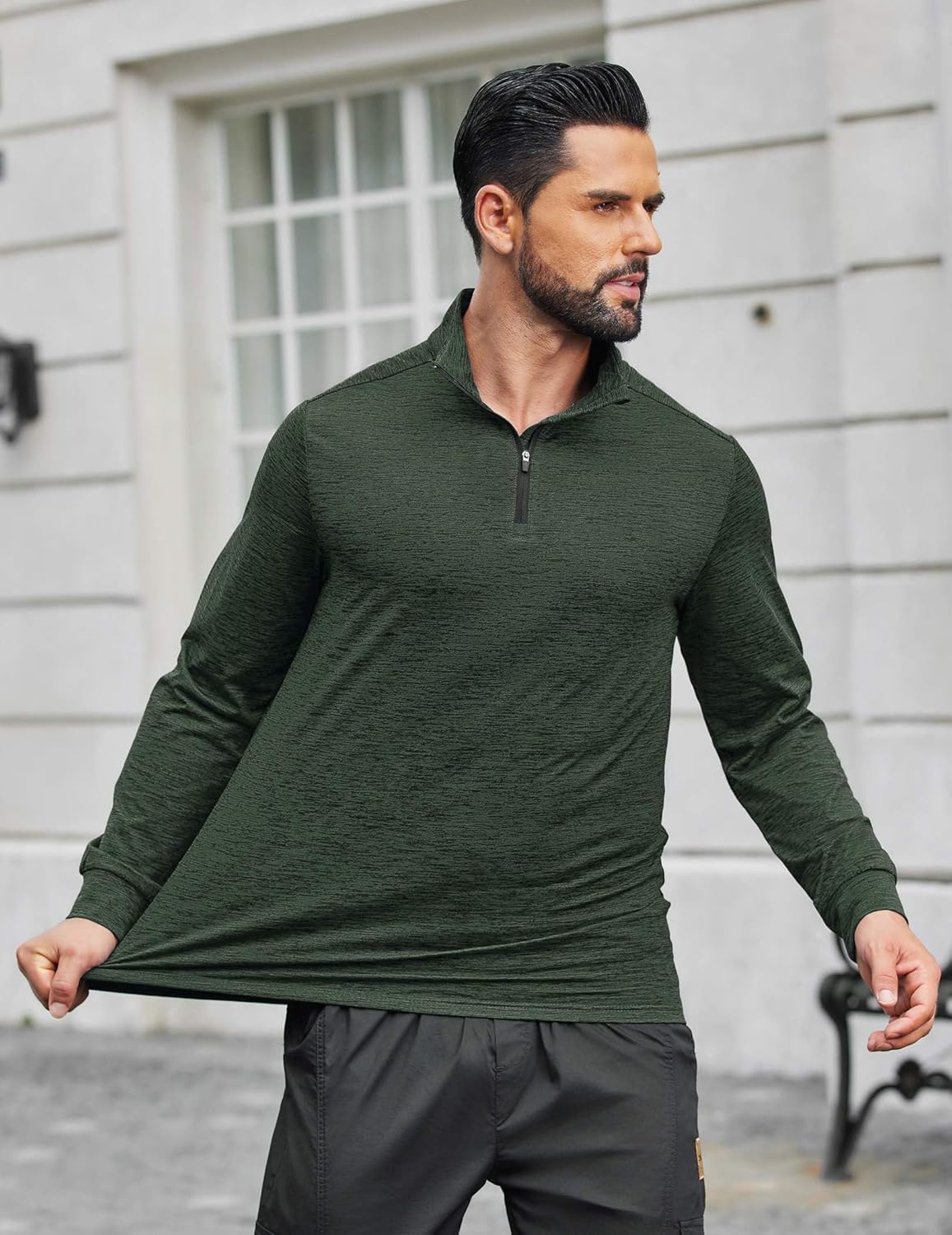 COOFANDY Men's Quarter Zip Shirts Workout Fleece Lined Lightweight Long Sleeve Pullover Sweatshirts - Image 2