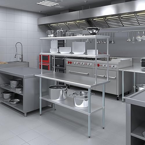 Vista 104 de AmGood Estante Doble Acero Inoxidable NSF - Muchos (30" Largo x 18" Profundo)