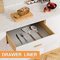 Vista 3 de Revestimientos de estantes para gabinetes de cocina Impermeables: Forro de cajón de 10 pulgadas de ancho gris claro - 10 pulgadas × 33 pies Papel