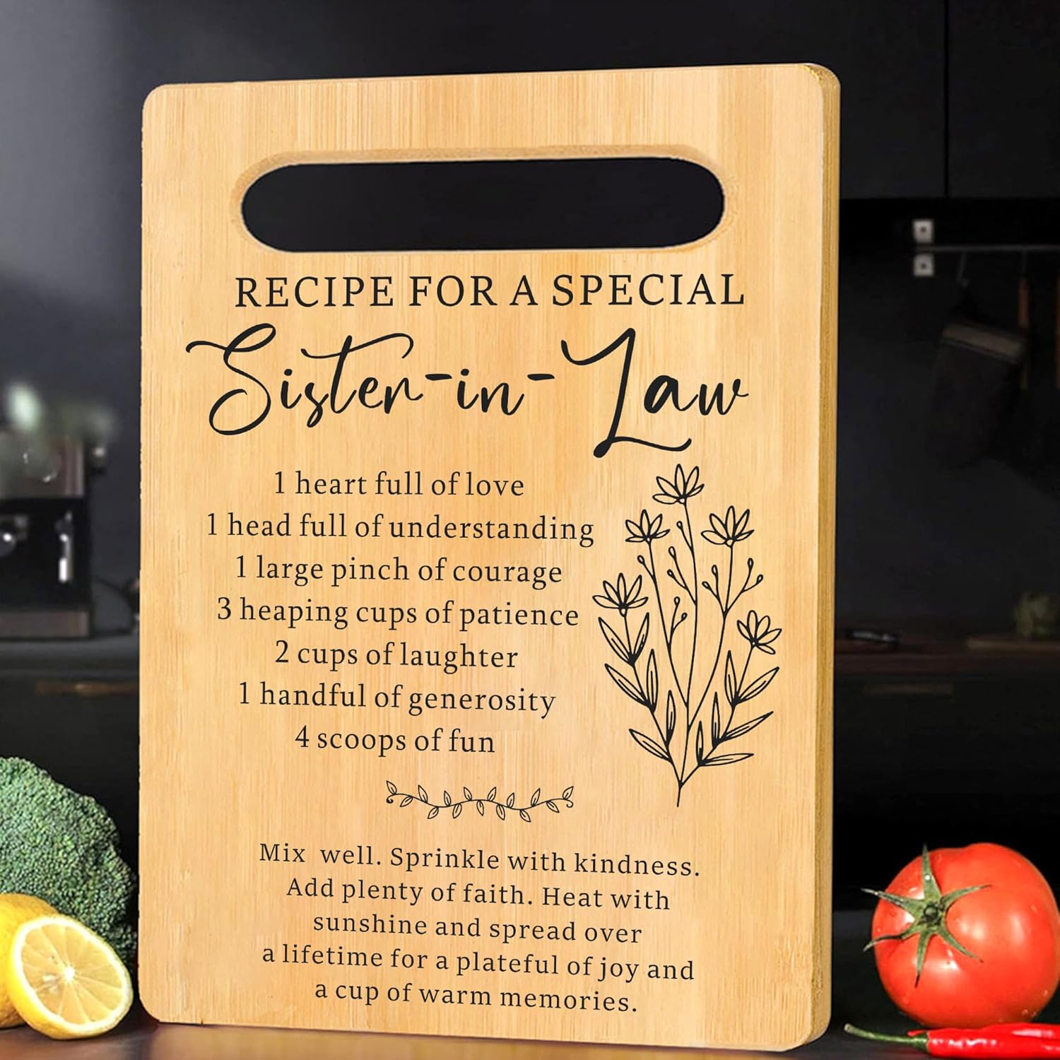 Sister in Law Cutting Board Gifts for Mother's Day, Wedding, Birthday, Christmas, Recipe for a Special Sister-in-Law Gifts from Sister - Image 2